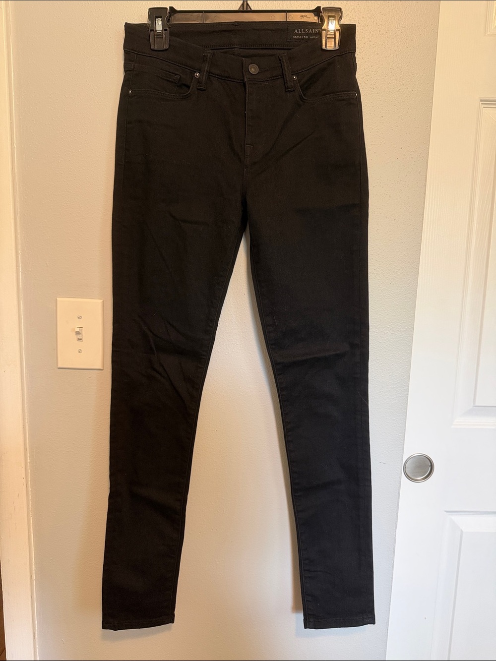 AllSaints Black Skinny High-Rise Jeans